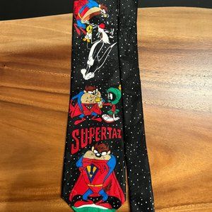 Looney Tunes Mania Necktie Tie Tasmanian Devil Vintage Taz 1993‎ Marvin Martian